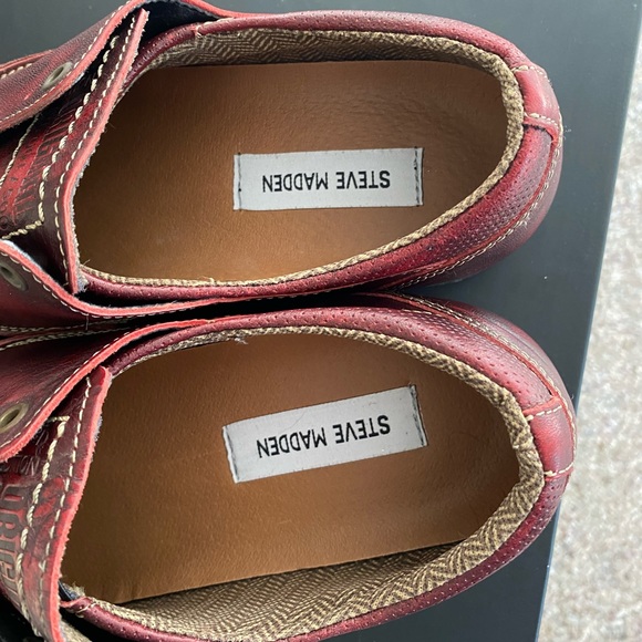 Steve Madden SCAFELL Red Burgandy Hand Crafted Limited Edition Mens Oxford Sz 10 - Picture 10 of 14